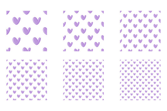 Cute repeating pattern featuring hand drawn Purple Hearts
