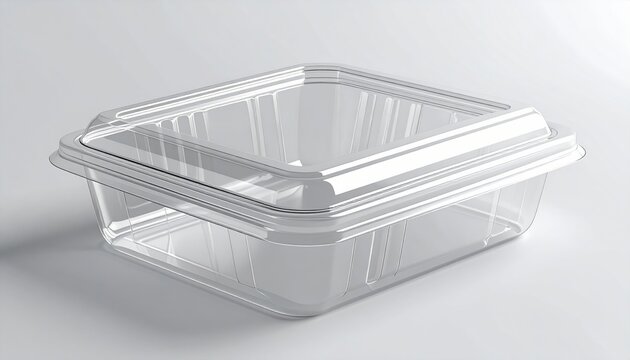 Clear plastic clamshell food container, takeaway packaging