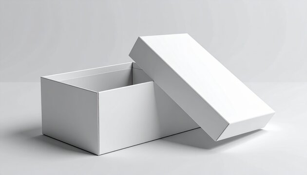 Open white rectangular product gift box