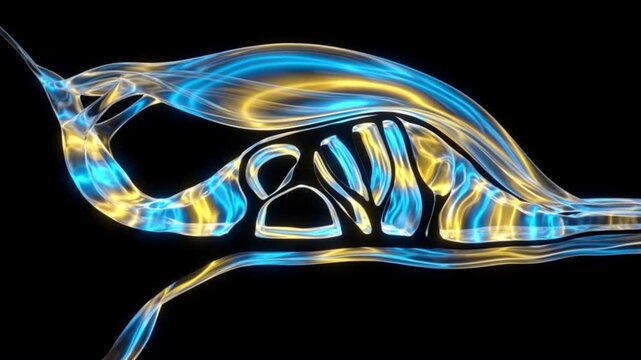 コルチ器と蓋膜複合体の生体蛍光反応を可視化した医療CG背景映像