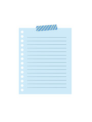 Minimalist pastel blue memo pad paper sheet with decorative tape for journaling © Chita