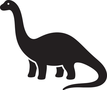 Black silhouette of a long necked dinosaur brachiosaurus for prehistoric paleontology and giant extinct reptile concept