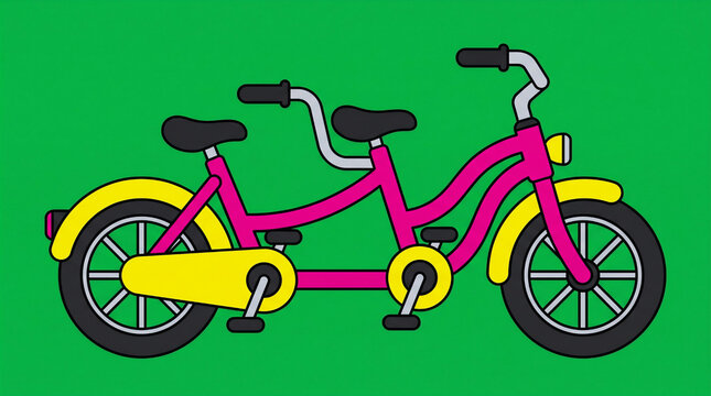 Isolated Tandem Bicycle on Green Screen