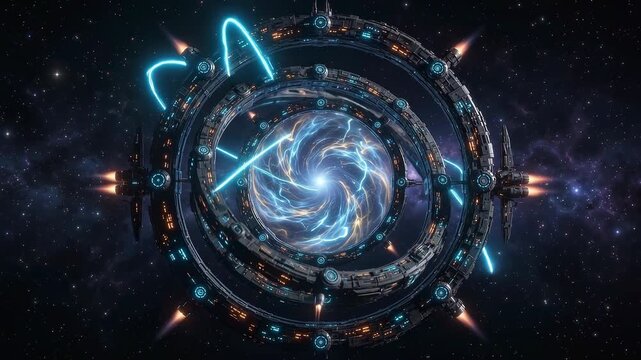 Space station portal rotating 4k video