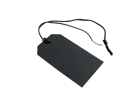 Isolated black tag, price label, clothing tag, paper card