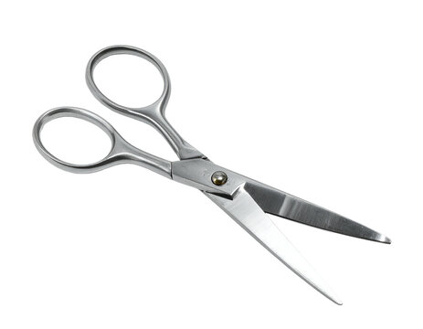 Isolated metal scissors closeup, cutting tool, steel blade, sharp instrument, stationery element, hardware symbol, industrial texture, craft gear