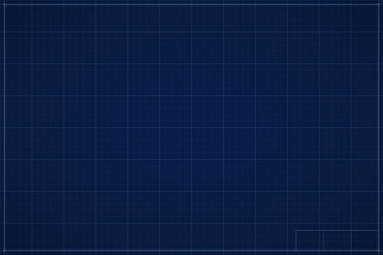 Blue blueprint grid background with technical drawing border