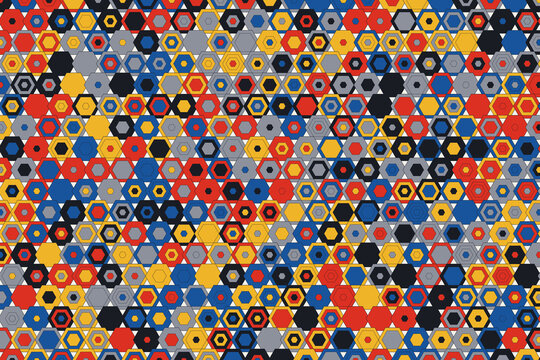 Colorful mosaic pattern with small geometric hexagon shapes