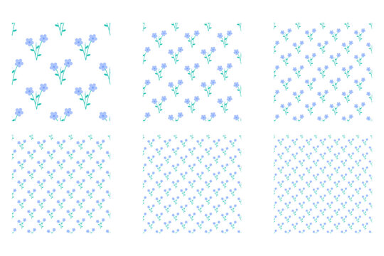 Blue Flowers Create a Delicate Seamless Pattern
