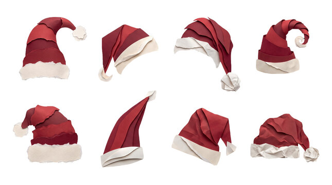 Papercut Santa Hat Set with Christmas Festive Elements