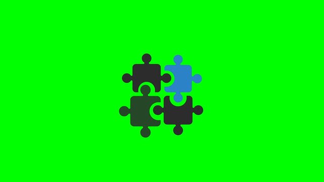 Puzzle pieces fitting together on green screen