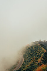 Scenic hill station landscape in India with green mountains, misty valleys and forest. Beautiful Himalayan scenery, ideal for travel, tourism, nature and holiday destination themes. © Sanket Mishra