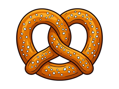 Salted pretzel flat illustration isolated on a transparent background