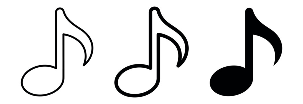 Musical eighth notes with varying line weights shown on a clean white background representing melody and rhythm