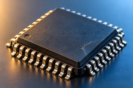 Cracked Microchip Close Up Representing Electronic Failure and Technology Risk