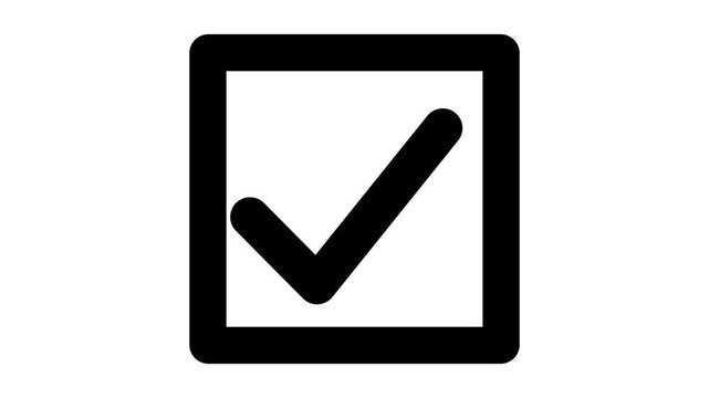 Bold Checkmark in Square Box, A bold, black checkmark inside a square box animation, symbolizing approval or completion.