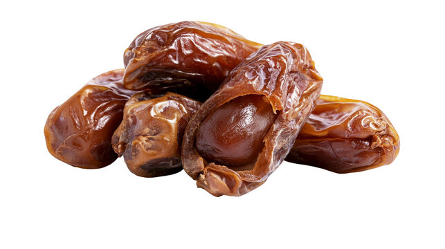 Dried sweet brown date fruits with visible pits