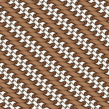 Classic Batik Parang Seamless Pattern in Sogan Brown and Cream