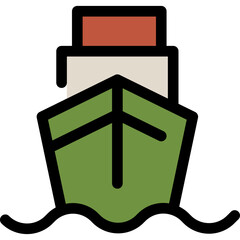 Military ship vector icon navy warship vessel © Vector World