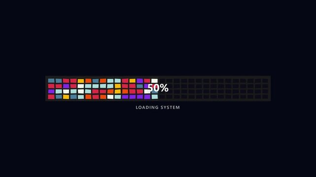 Colorful Loading Bar with Percent Progress on Dark Background