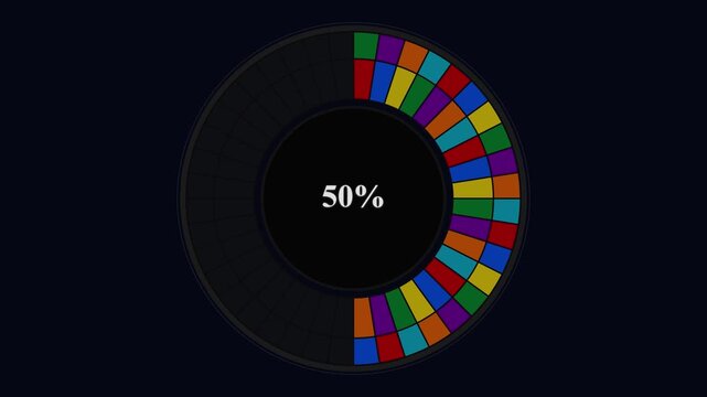 Colorful Circular Progress Bar Showing  Percent Completion on Dark Background