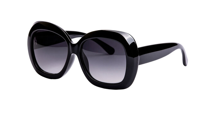 Oversized black plastic frame sunglasses with dark gradient tinted lenses