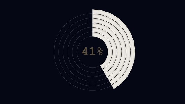 Progress Bar Percent Circular Graphic with Concentric Rings on Dark Background