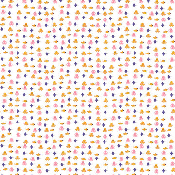 Seamless pattern of cartoon sea creatures