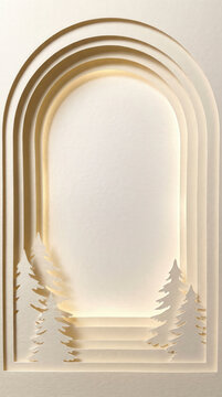Luxury Golden Christmas Archway With Ivory Trees