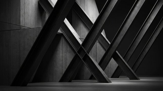Abstract architectural structures in a dark moody style perfect for a creative black friday marketing campaign background