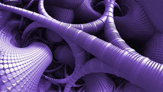 High-Tech Synthetic Fiber Network in Violet abstract background.