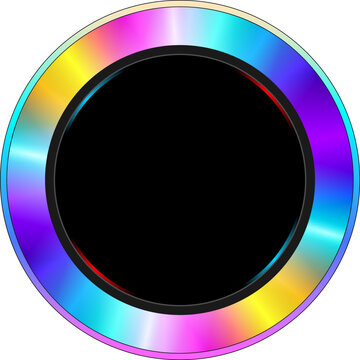Rainbow Gradient Circle Frame with Black Center for UI Design