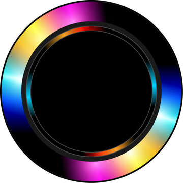Rainbow Gradient Circle Frame with Black Center for UI Design