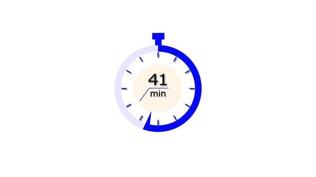 41 min clock icon animation. Clock 41-minute icon Digital and analog clock 41 minutes isolated on white background. and creating a stunning video.4k video.
