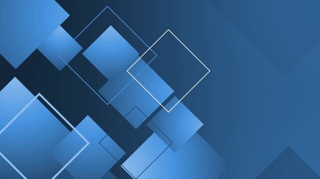 Abstract geometric composition of overlapping squares and rectangle teal gradient background vibrant animation
