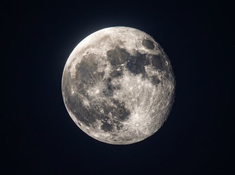 Full Moon Surface Detail with Craters and Mare