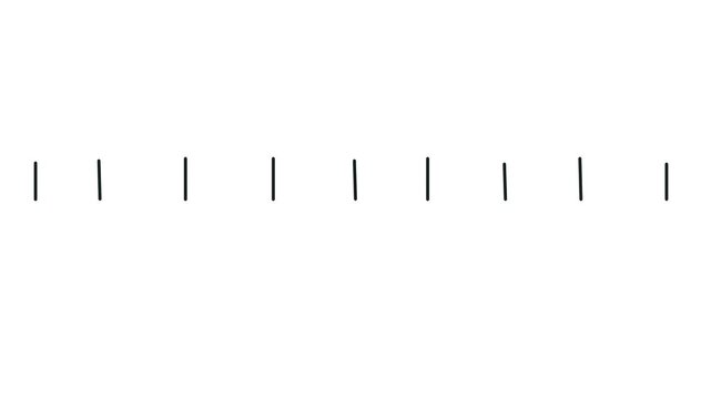 Small fragments and sticks flicker horizontally. Between these flickering fragments, the sticks line up vertically.