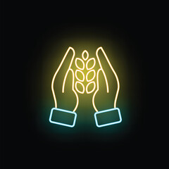 Fototapeta premium Hands cradling a glowing wheat plant, symbolizing nurturing and organic agriculture