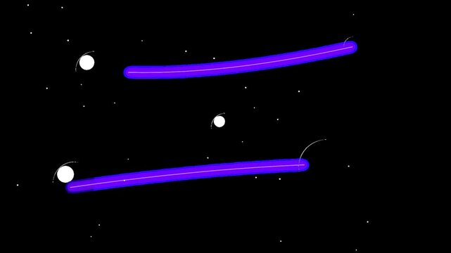 Abstract swirling white celestial bodies orbit in a dark cosmic expanse filled with tiny stars