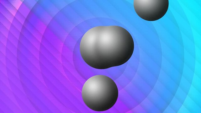 Abstract spheres connect and disconnect in a colorful digital background simulating science