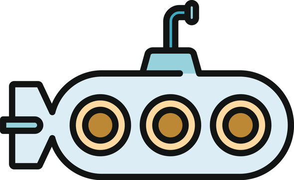 Submarine vessel with periscope performing underwater exploration icon