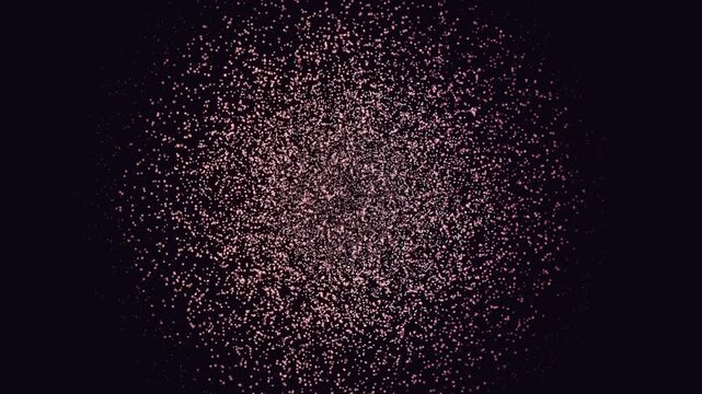 Seamless loop of pink particle shell pulsing concentrically on black