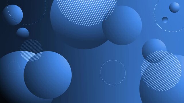 Abstract background with overlapping 3d spheres and dotted and striped circular patterns modern minimalist geometric design animation
