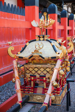 Golden mikoshi palanquin, with phoenix at Sumiyoshi Taisha, Osaka
