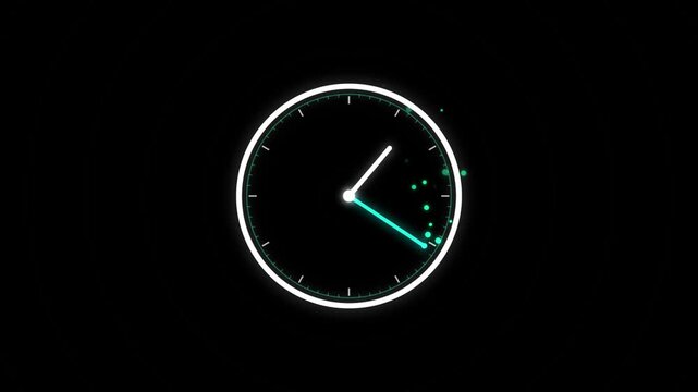 Play button icon with procedural time loop animation for video asset interface and media player UI cyan circle dark background graphic symbol web software application streaming control minimalist