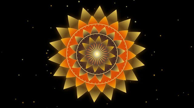 Golden Mandala Motion Graphic Featuring Rotating Sacred Geometry Patterns and Shimmering Particle Layers for animation and concentric Projects particles luxury ornamental symmetrical ethereal abstract