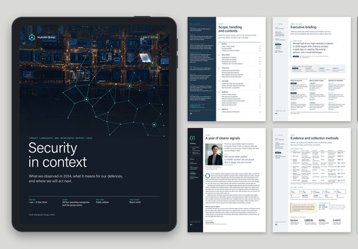 Cybersecurity Factsheet Report Template, IT Security White Paper, Digital Brochure, Ebook & Technical Report Layout