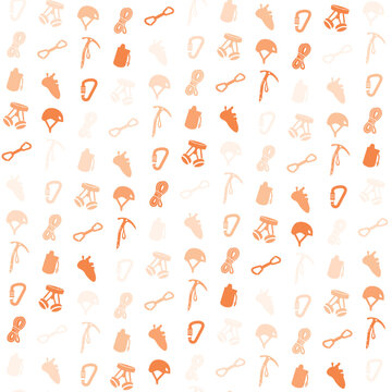 Seamless Pattern of Rock Climbing and Mountaineering Equipment Icons for Sport and Adventure Design Vector