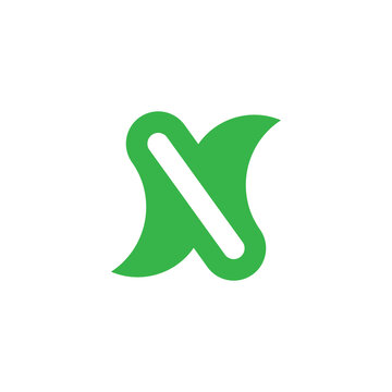 letter n green sharp geometric curves clean logo vector