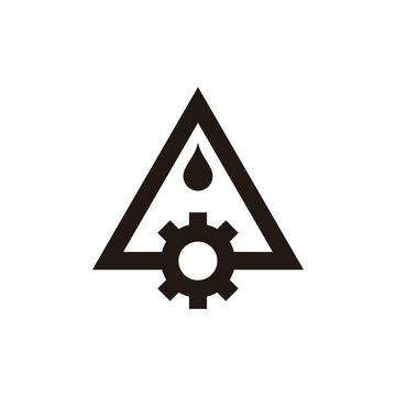 cog machine oil triangle shape industrial logo vector